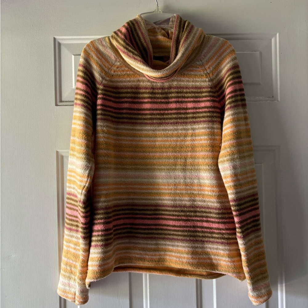 GAP Women's Striped Cowl Neck Sweater - Pink, Yellow, Cream